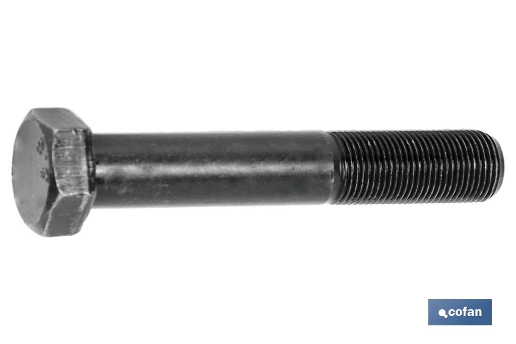 Tornillo con cabeza hexagonal PASO FINO DIN-960 | Rosca parcial 1/2 | Clase 8,8 negro | Medidas desde M-8 hasta M-20