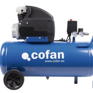 Compresor de aire de pistón coaxial | Motor de 2 HP | Compresor monofásico 230 V | Presión máxima: 8 bares | Depósito de 50 litros | Medidas: 77 x 43 x 66 cm